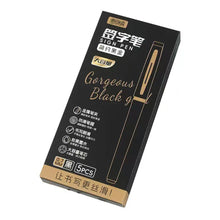 Load image into Gallery viewer, 5Pcs Black Golden Large Capacity Gel Pen 0.5mm 0.7mm 1.0mm Black Ink Signature Pen For School Office Business Stationery Supplies
