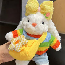 Load image into Gallery viewer, Cute Long Ear Rabbit Plush Keychain Rainbow Sweater Doll Bag Car Hanging Pendant Decoration
