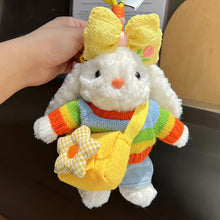 Load image into Gallery viewer, Cute Long Ear Rabbit Plush Keychain Rainbow Sweater Doll Bag Car Hanging Pendant Decoration
