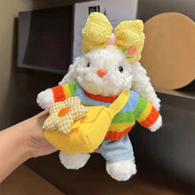 Load image into Gallery viewer, Cute Long Ear Rabbit Plush Keychain Rainbow Sweater Doll Bag Car Hanging Pendant Decoration
