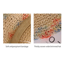 Load image into Gallery viewer, Women Summer Colorful Woven Straw Hat Hollow Out Large Brim UV Protection Sun Hat For Seaside Vacation
