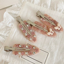 Load image into Gallery viewer, Acetate Pink Diamond Butterfly Flower Hairpin Seamless Bangs Duckbill Clip Exquisite Hair Accessories For Women
