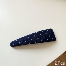 Load image into Gallery viewer, 2Pcs Vintage Dark Blue Polka Dot Fabric Hair Clip Hairpins Handmade Bangs Side Hair Accessories For Women Girls
