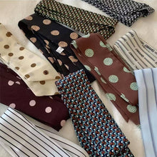 Load image into Gallery viewer, Polka Dot Striped Print Skinny Long Narrow Scarf Multi Use Neck Hair Bag Decoration Wristband Hair Accessory For Women
