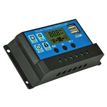 Load image into Gallery viewer, 10A/20A/30A 12V 24V Solar Charge Controller Lithium Battery LCD Display PWM Dual USB Solar Panel Charger
