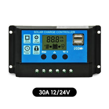 Load image into Gallery viewer, 10A/20A/30A 12V 24V Solar Charge Controller Lithium Battery LCD Display PWM Dual USB Solar Panel Charger
