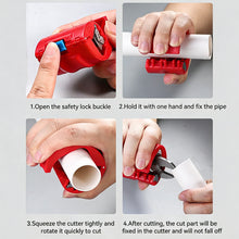 Load image into Gallery viewer, Manual Plastic Pipe Cutting Tool Handheld PVC Pipe Cutter with Safety Lock for Home Plumbing Repair and DIY Projects for Homeowners and Plumbers
