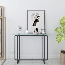 Load image into Gallery viewer, Console Table single layer tempered glass rectangular porch table black leg double tempered glass tea table,Transparent
