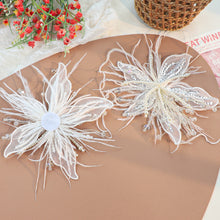 Load image into Gallery viewer, Ethereal Feather Pearl 3D Organza Flower Patch Twisted Wire Lace Studded Handmade Patch For Clothes Accessories Diy Decoration
