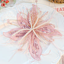 Load image into Gallery viewer, Ethereal Feather Pearl 3D Organza Flower Patch Twisted Wire Lace Studded Handmade Patch For Clothes Accessories Diy Decoration
