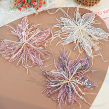 Load image into Gallery viewer, Ethereal Feather Pearl 3D Organza Flower Patch Twisted Wire Lace Studded Handmade Patch For Clothes Accessories Diy Decoration
