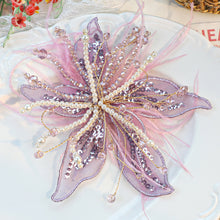 Load image into Gallery viewer, Ethereal Feather Pearl 3D Organza Flower Patch Twisted Wire Lace Studded Handmade Patch For Clothes Accessories Diy Decoration
