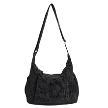 Load image into Gallery viewer, Nylon Plaid Pleated Cloud Bag Large Capacity Zipper Tote Drawstring Commuter Crossbody Shoulder Handbag
