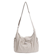 Load image into Gallery viewer, Nylon Plaid Pleated Cloud Bag Large Capacity Zipper Tote Drawstring Commuter Crossbody Shoulder Handbag
