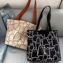 Load image into Gallery viewer, Cute Cat Cartoon Canvas Tote Bag Fashion Graphic Small Shoulder Shopping Studying Handbag For Girls Women
