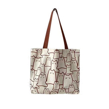Load image into Gallery viewer, Cute Cat Cartoon Canvas Tote Bag Fashion Graphic Small Shoulder Shopping Studying Handbag For Girls Women
