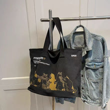Load image into Gallery viewer, Cute Cat Women Canvas Tote Bag Large Capacity Durable Classic Shoulder Bag Handbag For Work Office Daily Shopping
