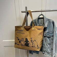 Load image into Gallery viewer, Cute Cat Women Canvas Tote Bag Large Capacity Durable Classic Shoulder Bag Handbag For Work Office Daily Shopping
