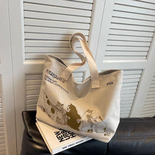 Load image into Gallery viewer, Cute Cat Women Canvas Tote Bag Large Capacity Durable Classic Shoulder Bag Handbag For Work Office Daily Shopping
