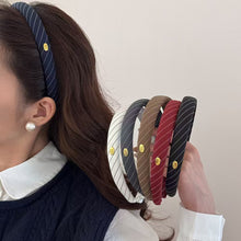 Load image into Gallery viewer, Stripe Fabric Headband Retro Gold Logo Fashion Hair Hoop Comfortable Temperament Hair Accessories For Women Girls
