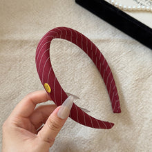 Load image into Gallery viewer, Stripe Fabric Headband Retro Gold Logo Fashion Hair Hoop Comfortable Temperament Hair Accessories For Women Girls
