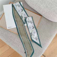 Load image into Gallery viewer, Elegant Floral Scarf Narrow Thin Long Hairband Neckerchief Vacation Headscarf Bag Decoration Accessories For Women
