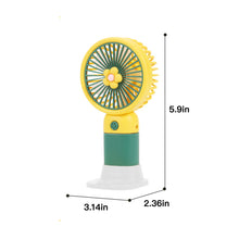 Load image into Gallery viewer, Cute Cartoon Handheld Mini Fan with Desktop Stand &amp; Phone Holder Silent Portable Electric Fan for Office Desk Outdoor Travel
