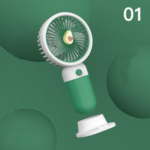 Load image into Gallery viewer, Cute Cartoon Handheld Mini Fan with Desktop Stand &amp; Phone Holder Silent Portable Electric Fan for Office Desk Outdoor Travel
