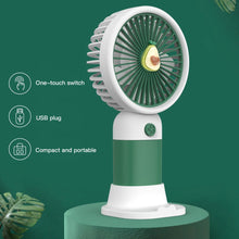 Load image into Gallery viewer, Cute Cartoon Handheld Mini Fan with Desktop Stand &amp; Phone Holder Silent Portable Electric Fan for Office Desk Outdoor Travel
