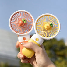 Load image into Gallery viewer, Cute Cartoon Handheld Mini Fan with Desktop Stand &amp; Phone Holder Silent Portable Electric Fan for Office Desk Outdoor Travel
