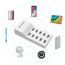 Load image into Gallery viewer, 50W 2.4A/1A 10-Port Fast Charging USB Power Strip Multi-Port Charger Universal Adapter for Phone Tablet MP3
