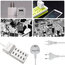 Load image into Gallery viewer, 50W 2.4A/1A 10-Port Fast Charging USB Power Strip Multi-Port Charger Universal Adapter for Phone Tablet MP3
