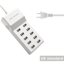 Load image into Gallery viewer, 50W 2.4A/1A 10-Port Fast Charging USB Power Strip Multi-Port Charger Universal Adapter for Phone Tablet MP3
