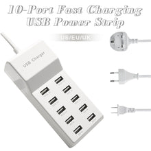 Load image into Gallery viewer, 50W 2.4A/1A 10-Port Fast Charging USB Power Strip Multi-Port Charger Universal Adapter for Phone Tablet MP3
