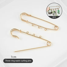Load image into Gallery viewer, 10Pcs Metal Heavy Duty Safety Pins Brooch Pin 3 Loops Clothing Accessories DIY Crafts Jewelry Making Sewing Crochet Decoration Parts
