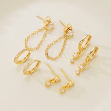 Load image into Gallery viewer, 4 Pairs Fashion Huggie Hoop Earring Set Pearl Drop Layered Cartilage Piercing Jewelry Accessories For Women
