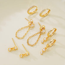Load image into Gallery viewer, 4 Pairs Fashion Huggie Hoop Earring Set Pearl Drop Layered Cartilage Piercing Jewelry Accessories For Women
