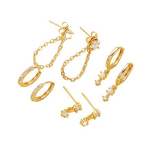 Load image into Gallery viewer, 4 Pairs Fashion Huggie Hoop Earring Set Pearl Drop Layered Cartilage Piercing Jewelry Accessories For Women
