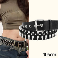 Load image into Gallery viewer, Punk Rock Rivet Studded Belt Adjustable Hollow Decoration Black Fashion Women Waist Belt Accessories
