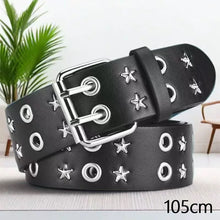 Load image into Gallery viewer, Punk Rock Rivet Studded Belt Adjustable Hollow Decoration Black Fashion Women Waist Belt Accessories
