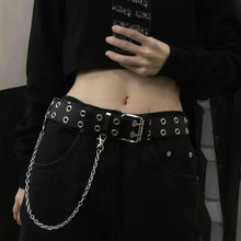 Load image into Gallery viewer, Punk Rock Rivet Studded Belt Adjustable Hollow Decoration Black Fashion Women Waist Belt Accessories
