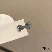 Load image into Gallery viewer, Mini Grey Rhinestone Bow Hair Clip Luxury Duckbill Side Clip Women Fashion Bangs Broken Hair Clip Accessories
