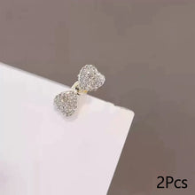 Load image into Gallery viewer, Mini Grey Rhinestone Bow Hair Clip Luxury Duckbill Side Clip Women Fashion Bangs Broken Hair Clip Accessories

