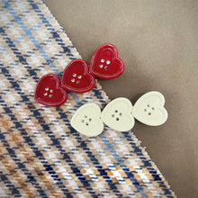 Load image into Gallery viewer, Sweet Plaid Heart Button Duckbill Clip Cute Side Bangs Hair Clip Girls Fashion Hair Accessories
