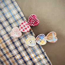 Load image into Gallery viewer, Sweet Plaid Heart Button Duckbill Clip Cute Side Bangs Hair Clip Girls Fashion Hair Accessories

