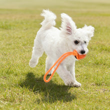 Load image into Gallery viewer, Solid Rubber Rope Ball Dog Toy Bite Resistant Chew Ball with Rope Handle for Interactive Tug of War &amp; Outdoor Fetch Training Toy for Medium Large Dogs
