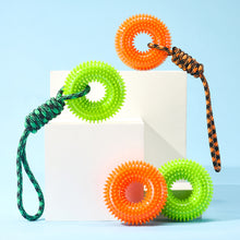 Load image into Gallery viewer, TPR Spiky Ring Dog Toy Squeaky Chew Toy for Large Breed Dogs Durable Teeth Cleaning Massage Toy Heavy Duty Interactive Puppy Biting Ring
