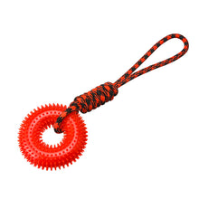 Load image into Gallery viewer, TPR Spiky Ring Dog Toy Squeaky Chew Toy for Large Breed Dogs Durable Teeth Cleaning Massage Toy Heavy Duty Interactive Puppy Biting Ring
