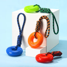 Load image into Gallery viewer, TPR Spiky Ring Dog Toy Squeaky Chew Toy for Large Breed Dogs Durable Teeth Cleaning Massage Toy Heavy Duty Interactive Puppy Biting Ring
