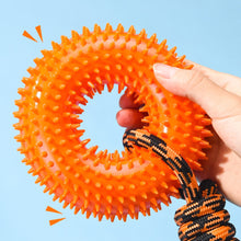 Load image into Gallery viewer, TPR Spiky Ring Dog Toy Squeaky Chew Toy for Large Breed Dogs Durable Teeth Cleaning Massage Toy Heavy Duty Interactive Puppy Biting Ring
